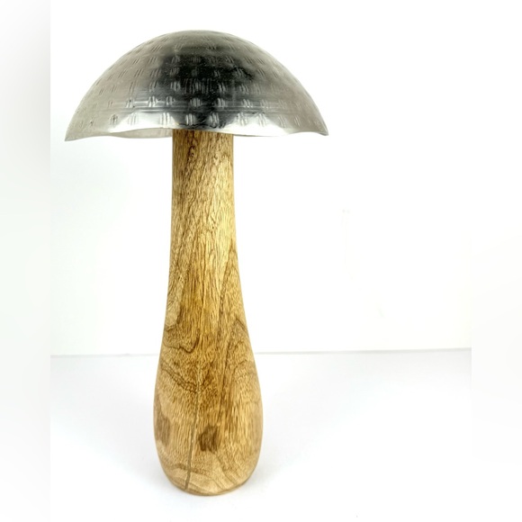 Laurel Grove Steel Metal & Wood Toadstool Mushroom Sculpture 10”Home Decor - Picture 4 of 12